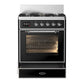 ILVE Majestic III 30-Inch Dual Fuel Range with 5 Sealed Burners, 4 cu. ft. Oven, Glossy Black with Chrome Trim, Liquid Propane, Triple Glass Door, UM30NR3BKCLP