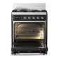 ILVE Majestic III 30-Inch Dual Fuel Range with 5 Sealed Burners, 4 cu. ft. Oven, Glossy Black with Chrome Trim, Liquid Propane, Triple Glass Door, UM30NR3BKCLP