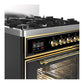 ILVE Majestic III 30-Inch Dual Fuel Range with 5 Sealed Burners, 4 cu. ft. Oven, Glossy Black with Brass Trim, Liquid Propane, Triple Glass Door, UM30NR3BKGLP