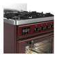 ILVE Majestic III 30-Inch Dual Fuel Range with 5 Sealed Burners, 4 cu. ft. Oven, Burgundy with Burnished Trim, Liquid Propane, Triple Glass Door, UM30NR3BUBLP