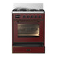 ILVE Majestic III 30-Inch Dual Fuel Range with 5 Sealed Burners, 4 cu. ft. Oven, Burgundy with Burnished Trim, Liquid Propane, Triple Glass Door, UM30NR3BUBLP