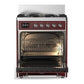 ILVE Majestic III 30-Inch Dual Fuel Range with 5 Sealed Burners, 4 cu. ft. Oven, Burgundy with Chrome Trim, Liquid Propane, Triple Glass Door, UM30NR3BUCLP