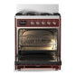 ILVE Majestic III 30-Inch Dual Fuel Range with 5 Sealed Burners, 4 cu. ft. Oven, Burgundy with Copper Trim, Natural Gas, Triple Glass Door, UM30NR3BUP