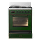 ILVE Majestic III 30-Inch Dual Fuel Range with 5 Sealed Burners, 4 cu. ft. Oven, Emerald Green with Burnished Trim, Liquid Propane, Triple Glass Door, UM30NR3EGBLP