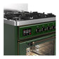 ILVE Majestic III 30-Inch Dual Fuel Range with 5 Sealed Burners, 4 cu. ft. Oven, Emerald Green with Burnished Trim, Natural Gas, Triple Glass Door, UM30NR3EGB