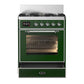 ILVE Majestic III 30-Inch Dual Fuel Range with 5 Sealed Burners, 4 cu. ft. Oven, Emerald Green with Chrome Trim, Natural Gas, Triple Glass Door, UM30NR3EGC