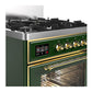 ILVE Majestic III 30-Inch Dual Fuel Range with 5 Sealed Burners, 4 cu. ft. Oven, Emerald Green with Brass Trim, Natural Gas, Triple Glass Door, UM30NR3EGG
