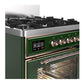 ILVE Majestic III 30-Inch Dual Fuel Range with 5 Sealed Burners, 4 cu. ft. Oven, Emerald Green with Copper Trim, Liquid Propane, Triple Glass Door, UM30NR3EGPLP