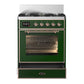 ILVE Majestic III 30-Inch Dual Fuel Range with 5 Sealed Burners, 4 cu. ft. Oven, Emerald Green with Copper Trim, Natural Gas, Triple Glass Door, UM30NR3EGP
