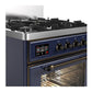 ILVE Majestic III 30-Inch Dual Fuel Range with 5 Sealed Burners, 4 cu. ft. Oven, Mightnight Blue with Burnished Trim, Natural Gas, Triple Glass Door, UM30NR3MBB