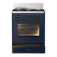 ILVE Majestic III 30-Inch Dual Fuel Range with 5 Sealed Burners, 4 cu. ft. Oven, Mightnight Blue with Burnished Trim, Natural Gas, Triple Glass Door, UM30NR3MBB
