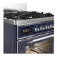 ILVE Majestic III 30-Inch Dual Fuel Range with 5 Sealed Burners, 4 cu. ft. Oven, Mightnight Blue with Chrome Trim, Liquid Propane, Triple Glass Door, UM30NR3MBCLP