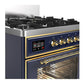ILVE Majestic III 30-Inch Dual Fuel Range with 5 Sealed Burners, 4 cu. ft. Oven, Mightnight Blue with Brass Trim, Liquid Propane, Triple Glass Door, UM30NR3MBGLP
