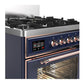 ILVE Majestic III 30-Inch Dual Fuel Range with 5 Sealed Burners, 4 cu. ft. Oven, Mightnight Blue with Copper Trim, Natural Gas, Triple Glass Door, UM30NR3MBP