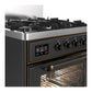 ILVE Majestic III 30-Inch Dual Fuel Range with 5 Sealed Burners, 4 cu. ft. Oven, Matte Graphite with Burnished Trim, Liquid Propane, Triple Glass Door, UM30NR3MGBLP