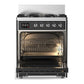 ILVE Majestic III 30-Inch Dual Fuel Range with 5 Sealed Burners, 4 cu. ft. Oven, Matte Graphite with Chrome Trim, Natural Gas, Triple Glass Door, UM30NR3MGC