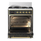 ILVE Majestic III 30-Inch Dual Fuel Range with 5 Sealed Burners, 4 cu. ft. Oven, Matte Graphite with Brass Trim, Liquid Propane, Triple Glass Door, UM30NR3MGGLP