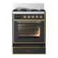 ILVE Majestic III 30-Inch Dual Fuel Range with 5 Sealed Burners, 4 cu. ft. Oven, Matte Graphite with Brass Trim, Natural Gas, Triple Glass Door, UM30NR3MGG