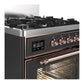 ILVE Majestic III 30-Inch Dual Fuel Range with 5 Sealed Burners, 4 cu. ft. Oven, Matte Graphite with Copper Trim, Liquid Propane, Triple Glass Door, UM30NR3MGPLP