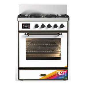 ILVE Majestic III 30-Inch Dual Fuel Range with 5 Sealed Burners, 4 cu. ft. Oven, RAL with Burnished Trim, Liquid Propane, Triple Glass Door, UM30NR3RABLP