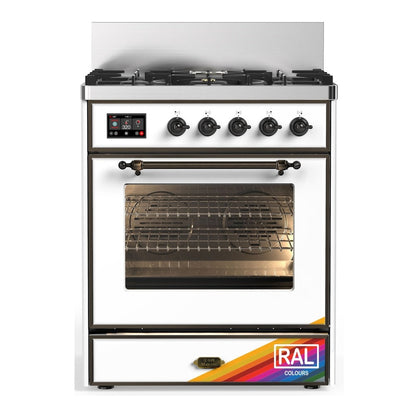 ILVE Majestic III 30-Inch Dual Fuel Range with 5 Sealed Burners, 4 cu. ft. Oven, RAL with Burnished Trim, Liquid Propane, Triple Glass Door, UM30NR3RABLP