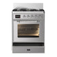 ILVE Majestic III 30-Inch Dual Fuel Range with 5 Sealed Burners, 4 cu. ft. Oven, Stainless Steel with Chrome Trim, Liquid Propane, Triple Glass Door, UM30NR3SSCLP