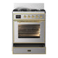 ILVE Majestic III 30-Inch Dual Fuel Range with 5 Sealed Burners, 4 cu. ft. Oven, Stainless Steel with Brass Trim, Natural Gas, Triple Glass Door, UM30NR3SSG