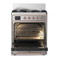 ILVE Majestic III 30-Inch Dual Fuel Range with 5 Sealed Burners, 4 cu. ft. Oven, Stainless Steel with Copper Trim, Liquid Propane, Triple Glass Door, UM30NR3SSPLP