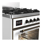 ILVE Majestic III 30-Inch Dual Fuel Range with 5 Sealed Burners, 4 cu. ft. Oven, White with Burnished Trim, Liquid Propane, Triple Glass Door, UM30NR3WHBLP