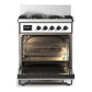 ILVE Majestic III 30-Inch Dual Fuel Range with 5 Sealed Burners, 4 cu. ft. Oven, White with Burnished Trim, Natural Gas, Triple Glass Door, UM30NR3WHB