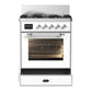 ILVE Majestic III 30-Inch Dual Fuel Range with 5 Sealed Burners, 4 cu. ft. Oven, White with Chrome Trim, Natural Gas, Triple Glass Door, UM30NR3WHC