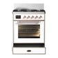 ILVE Majestic III 30-Inch Dual Fuel Range with 5 Sealed Burners, 4 cu. ft. Oven, White with Copper Trim, Natural Gas, Triple Glass Door, UM30NR3WHP