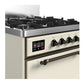 ILVE Majestic III 30-Inch Dual Fuel Range with 5 Sealed Burners, 4 cu. ft. Oven, Antique White with Burnished Trim, Liquid Propane, Solid Door, UM30QNR3AWBLP