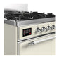 ILVE Majestic III 30-Inch Dual Fuel Range with 5 Sealed Burners, 4 cu. ft. Oven, Antique White with Chrome Trim, Natural Gas, Solid Door, UM30QNR3AWC