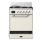 ILVE Majestic III 30-Inch Dual Fuel Range with 5 Sealed Burners, 4 cu. ft. Oven, Antique White with Chrome Trim, Natural Gas, Solid Door, UM30QNR3AWC