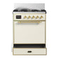 ILVE Majestic III 30-Inch Dual Fuel Range with 5 Sealed Burners, 4 cu. ft. Oven, Antique White with Brass Trim, Liquid Propane, Solid Door, UM30QNR3AWGLP