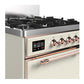 ILVE Majestic III 30-Inch Dual Fuel Range with 5 Sealed Burners, 4 cu. ft. Oven, Antique White with Copper Trim, Liquid Propane, Solid Door, UM30QNR3AWPLP