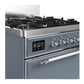 ILVE Majestic III 30-Inch Dual Fuel Range with 5 Sealed Burners, 4 cu. ft. Oven, Blue Grey with Chrome Trim, Natural Gas, Solid Door, UM30QNR3BGC