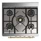 ILVE Majestic III 30-Inch Dual Fuel Range with 5 Sealed Burners, 4 cu. ft. Oven, Blue Grey with Brass Trim, Liquid Propane, Solid Door, UM30QNR3BGGLP