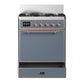 ILVE Majestic III 30-Inch Dual Fuel Range with 5 Sealed Burners, 4 cu. ft. Oven, Blue Grey with Copper Trim, Natural Gas, Solid Door, UM30QNR3BGP