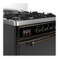 ILVE Majestic III 30-Inch Dual Fuel Range with 5 Sealed Burners, 4 cu. ft. Oven, Glossy Black with Burnished Trim, Natural Gas, Solid Door, UM30QNR3BKB