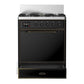 ILVE Majestic III 30-Inch Dual Fuel Range with 5 Sealed Burners, 4 cu. ft. Oven, Glossy Black with Burnished Trim, Natural Gas, Solid Door, UM30QNR3BKB