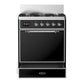 ILVE Majestic III 30-Inch Dual Fuel Range with 5 Sealed Burners, 4 cu. ft. Oven, Glossy Black with Chrome Trim, Natural Gas, Solid Door, UM30QNR3BKC