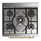 ILVE Majestic III 30-Inch Dual Fuel Range with 5 Sealed Burners, 4 cu. ft. Oven, Glossy Black with Brass Trim, Natural Gas, Solid Door, UM30QNR3BKG
