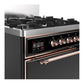 ILVE Majestic III 30-Inch Dual Fuel Range with 5 Sealed Burners, 4 cu. ft. Oven, Glossy Black with Copper Trim, Liquid Propane, Solid Door, UM30QNR3BKPLP