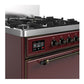 ILVE Majestic III 30-Inch Dual Fuel Range with 5 Sealed Burners, 4 cu. ft. Oven, Burgundy with Burnished Trim, Liquid Propane, Solid Door, UM30QNR3BUBLP