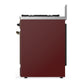ILVE Majestic III 30-Inch Dual Fuel Range with 5 Sealed Burners, 4 cu. ft. Oven, Burgundy with Burnished Trim, Liquid Propane, Solid Door, UM30QNR3BUBLP