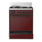 ILVE Majestic III 30-Inch Dual Fuel Range with 5 Sealed Burners, 4 cu. ft. Oven, Burgundy with Burnished Trim, Natural Gas, Solid Door, UM30QNR3BUB
