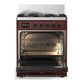ILVE Majestic III 30-Inch Dual Fuel Range with 5 Sealed Burners, 4 cu. ft. Oven, Burgundy with Burnished Trim, Natural Gas, Solid Door, UM30QNR3BUB