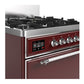 ILVE Majestic III 30-Inch Dual Fuel Range with 5 Sealed Burners, 4 cu. ft. Oven, Burgundy with Chrome Trim, Natural Gas, Solid Door, UM30QNR3BUC